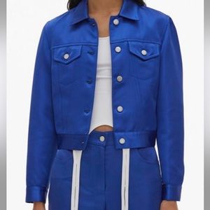 Helmut Lang Azure Blue Heavy Satin Jacket
